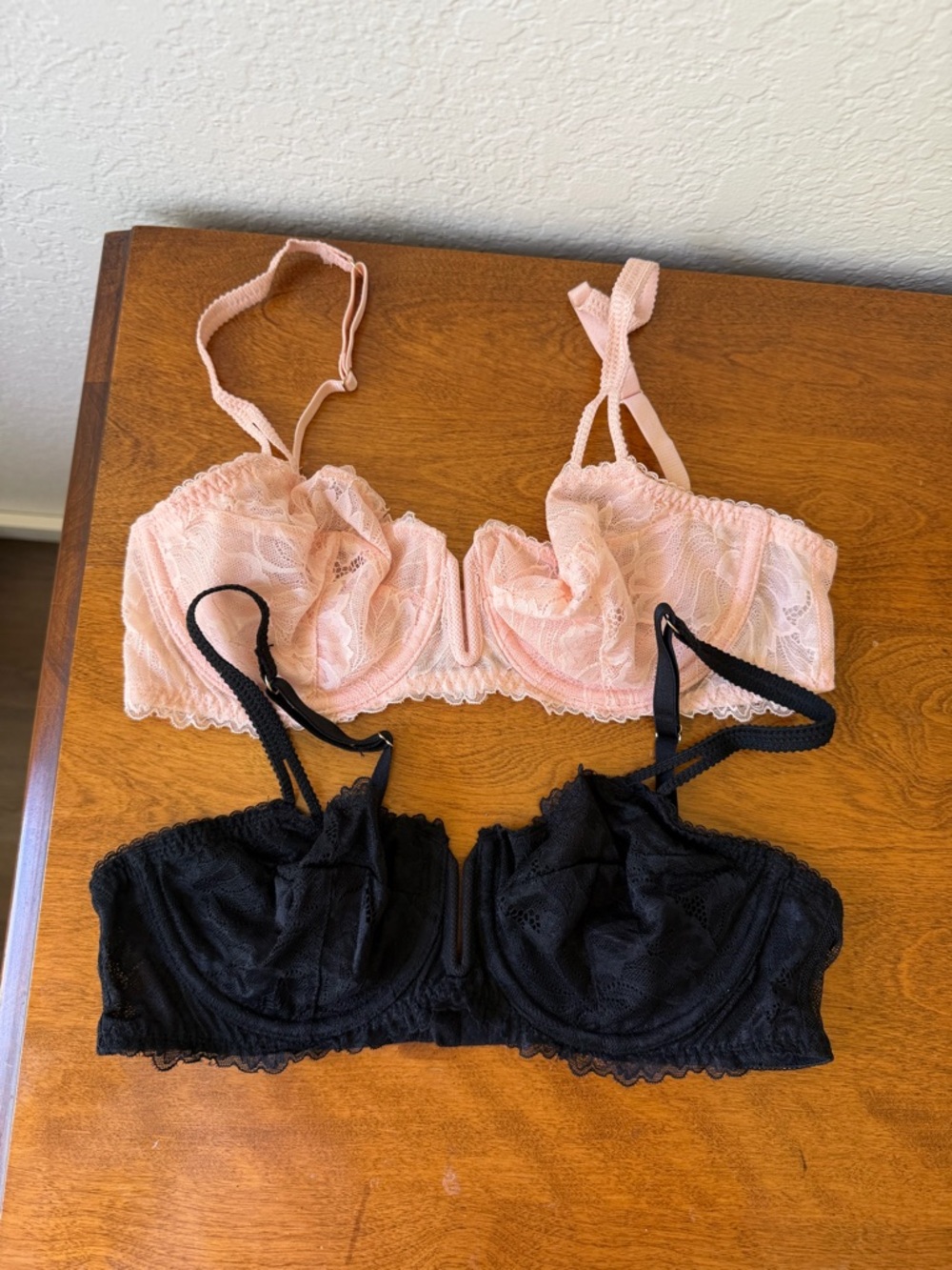 Auden Lace Balconette Bra Duo in Pink and Black 34B